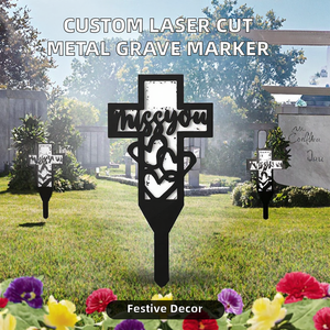 Marcador de Pared Personalizado para Jardín o Cementerio, Estilo Art Deco, Corte y Grabado Láser en Metal, OEM - Product Image 2