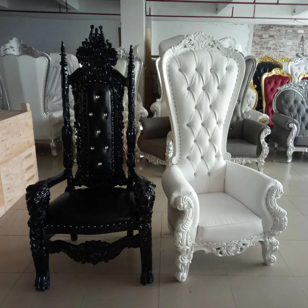 Chaise de trône à dossier haut royal de luxe Offre Spéciale pour couple Style antique moderne pour chaises de meubles d'hôtel de mariage en plein air