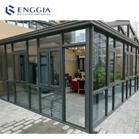 ENGGIA Véranda autoportante moderne avec structure en aluminium, double vitrage trempé Low-E, insonorisée, écologique, pour résidentiel, hôtel, extérieur