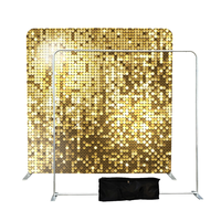 Stand backdrop iklan portabel lipat dari baja tahan karat 8 kaki dengan kain tension untuk peralatan pameran dagang
