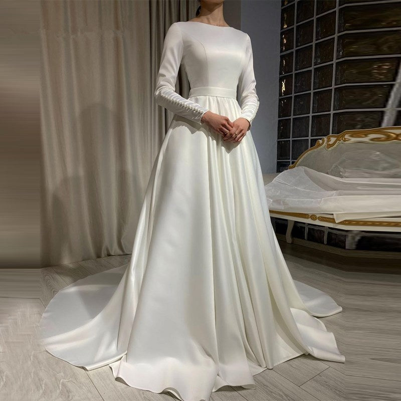 elegant satin wedding gown