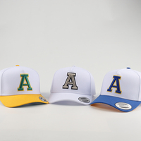 Casquette de baseball en velours côtelé Oxford à 5 panneaux, logo brodé 3D gonflé doré personnalisé, sangle réglable, bicolore, style Dad Hat à pois