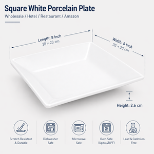 Assiettes à Dîner Carrées en Céramique de <span class=keywords><strong>Porcelaine</strong></span> Blanche de Bonne Qualité, En Gros, En Stock pour Hôtels - Product Image 3