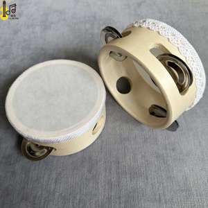 กลองแทมบูรีนหนังแกะเทียมขนาดเล็ก 4 นิ้ว 10 ซม. สำหรับงานแต่งงาน โบสถ์ งานปาร์ตี้ ออกแบบ DIY ได้ตามใจชอบ - Product Image 3