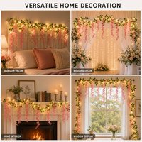Guirlande lumineuse à fleurs de glycine, sécurité IP44, couleur personnalisable, largeur réglable, alimentation par batterie, télécommande, variateur d'intensité, pour toile de fond de mariage, OEM, vente en gros