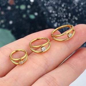 Anneau de nez en acier inoxydable avec zircone, design à deux sangles, pour piercing, bijou cadeau - Product Image 3