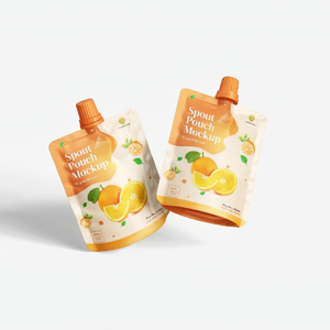 Pochettes Doypack personnalisées avec logo imprimé pour jus, lait et aliments pour bébés, 200ml, 400ml, 500ml, avec bec verseur et paille intégrée - Product Image 2