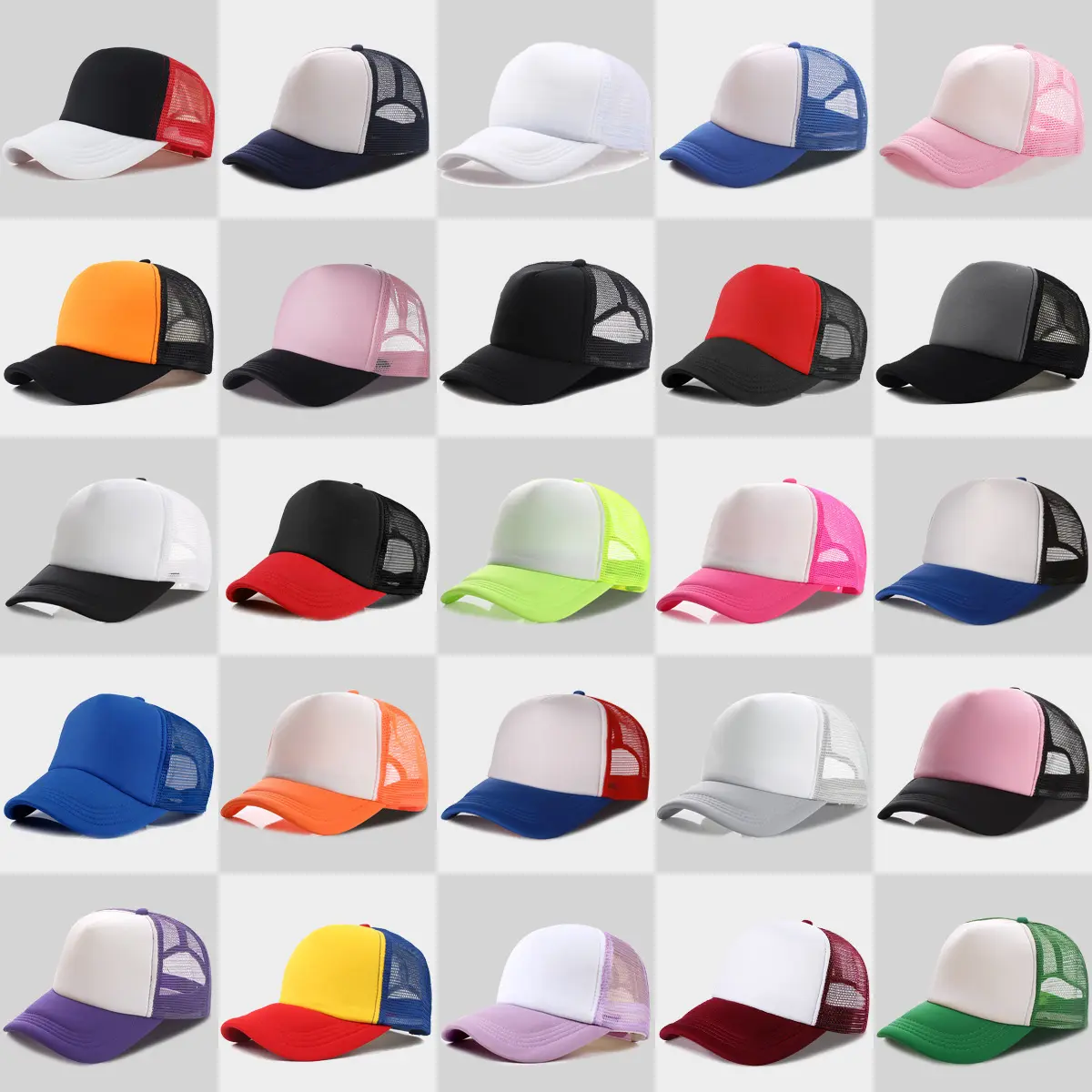 여름 사용자 정의 브랜드 스포츠 모자 빈 메쉬 트럭 모자 100% 폴리 에스터 5 패널 일반 트럭 모자 자수