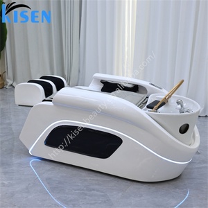 Kisen Shampoo and Massage <b>Bed</b> With Sink Barbershop Salon Japanese Head Spa Shampoo Chair Ceramic Wash Basin - Product Image 2