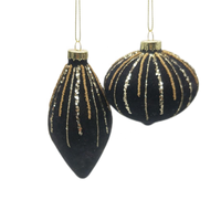Vente directe d'usine, ornements en verre soufflé à la main, ronds, noirs, de luxe, avec des paillettes floquées, 8 cm, décoration d'intérieur