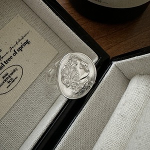 S925 plata esterlina coreano pesado trabajador retrato moneda anillo Simple INS estilo coreano moda joyería al por mayor - Product Image 2