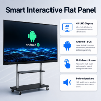 Tableau blanc interactif intelligent 55 pouces 4K avec écran tactile, écran plat interactif pour l'enseignement scolaire
