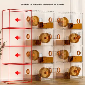 <strong>Large</strong> Transparent Acrylic Golden Hamster <strong>Cage</strong> Silent Running <strong>Wheel</strong> Solid Plastic Portable Space-Saving High Visibility for <strong>Pet</strong> - Product Image 4
