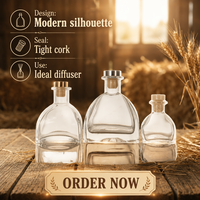 Bouteille diffuseur de parfum en verre triangulaire de luxe vide de 50 ml, 100 ml, 150 ml, 200 ml avec bouchon en liège pour aromathérapie – Vente en gros