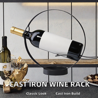 Support à Bouteilles de Vin en Fonte, Présentoir Rond en Métal pour Table ou Meuble, Décoration de Fête
