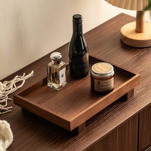 Solid Wood Tray Rectangle Varnished Multifunction Storage Living Room Coffee Table <b>Desktop</b> <b>Shelf</b> Jewelry Key Organizer - Product Image 1