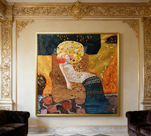 Opera d'arte ispirata a 'Serpenti d'Acqua II' di Gustav Klimt, maestria simbolista per l'arredamento di lusso - Product Image 4