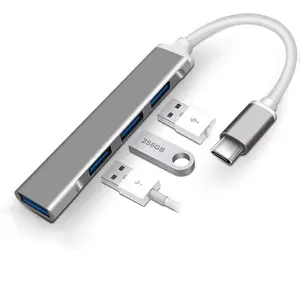 OEM 4 en 1 Multiport USB 3.0 à 4 Ports USB 3.0 Adaptateur HUB en alliage d'aluminium pour le transfert de données d'ordinateur Adaptateur HUB USB