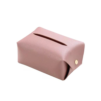 Boîte à mouchoirs personnalisée en cuir PU rose poudré, pliable à clipser, vente en gros B2B, directement de l'usine