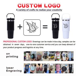 Tumblers Wholesale Bulk 20oz & 30oz Stainless Steel Tumbler <b>Double</b>-<b>Wall</b> Flip Straw Insulated Travel Mug Tumbler with Handle - Product Image 3