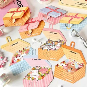 Cartes de vœux en gros, style boîte <span class=keywords><strong>cadeau</strong></span>, mignonnes, pliables en 3D, avec impressions de dessins animés, pour remerciements/anniversaires - Product Image 1