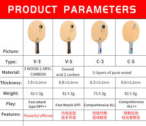 Amitié 729 fond de raquette de tennis de table C3 bois pur V3 carbone aromatique V5 carbone simple raquette balle conseil - Product Image 2
