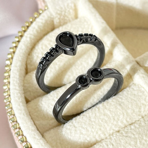 Bague en or noir plaqué or massif avec zircone cubique, design personnalisé, pour homme - Product Image 3