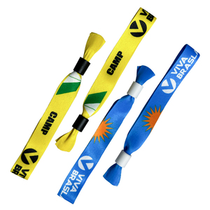 Pulsera de poliéster desechable personalizada, pulsera de tela tejida impresa por sublimación, pulseras promocionales baratas - Product Image 4