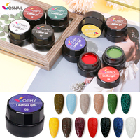 13 Couleurs Cuir Gel Peinture pour Nail Art UVset Soak-Off Glitter Pure Gel pour Ongles Peinture