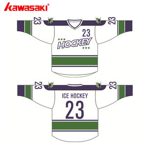 قميص هوكي احترافي مخصص للشباب بتصميم خاص، مطبوع بتقنية التسامي على شبكة خضراء وحمراء مع تطريز تاكل تويل - Product Image 4