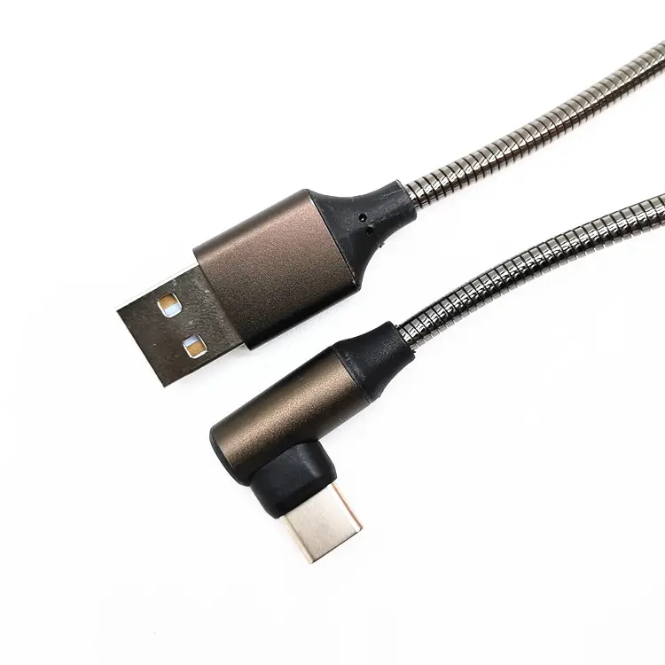 Yüksek kaliteli sağ açı 90 derece dirsek 3A güvenli şarj kablosu Metal kasa Usb A tipi C USB 3.0 hızlı iletim hattı