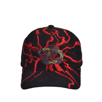 Casquette de baseball unisexe ajustée à 5 panneaux en polyester/coton avec impression en relief, broderie à la main, dos incurvé et fermeture à boucle simple