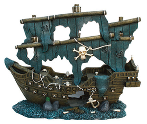 Resina Barca Naufragi Su Acquario Decorazione - Product Image 1