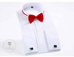 Frais Stock coton Polyester français chemise blanche hommes à manches longues chemise à l'étranger marié meilleur <span class=keywords><strong>homme</strong></span> robe fête chemise mince - Product Image 3