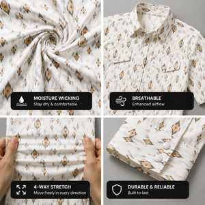 Chemise de cowboy à manches longues pour homme, imprimé géométrique, respirante, en popeline, style printemps - Product Image 2