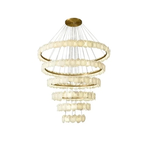 Lustre de plafond en marbre Art Déco à LED, dimmable, or chromé, luminaire suspendu, lampe pour salon - Product Image 4