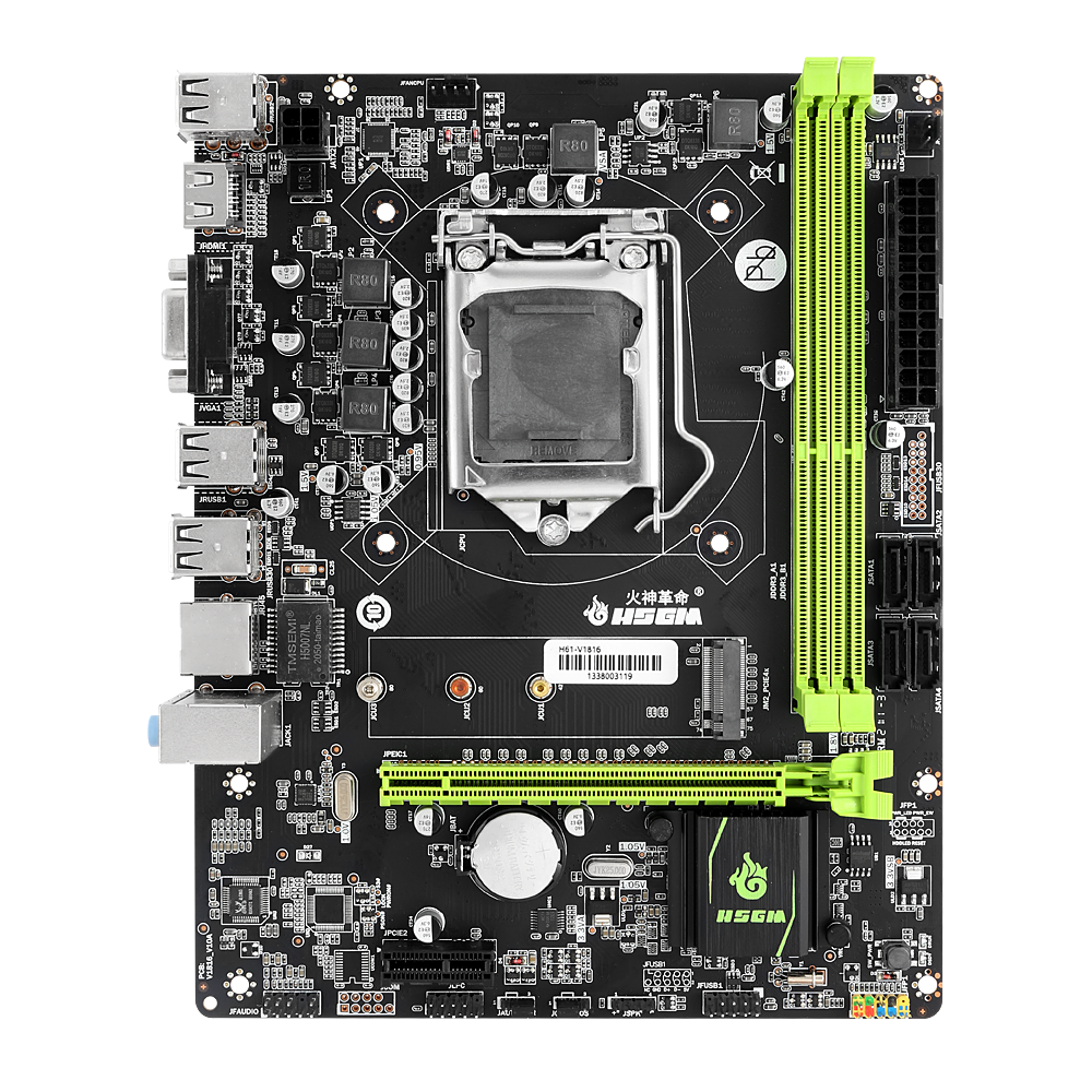 Hsgm материнская плата H61-V1816 100M материнская плата компьютера Поддержка DDR3 двухканальный рабочего Материнская плата