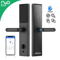 Serrure de porte extérieure intelligente Tediton, empreinte digitale, numéro, application Ttlock, télécommande, serrure intelligente électrique avec mot de passe et poignée