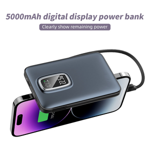 Ultra Mini Power Bank 5000mah With Built in Detachable <b>Cable</b> PD 22.5W Digital Display Fast <b>Charging</b> Power Bank - Product Image 2