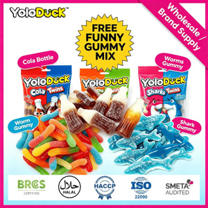 Bonbons Gommeux Fruitées Certifiées Casher et Halal Yoloduck – Saveur Fruitée, Forme de Dessin Animé, Doux, Moelleux, Faible Teneur en Sucre, Acidulés, Motif Fruité - Product Image 1
