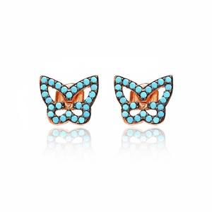 <b>Silver</b> Blue Butterfly <b>Stud</b> Earring Minimal Sterling <b>Silver</b> <b>Stud</b> Earring Wholesale Handcrafted 925 <b>Silver</b> Earring - Product Image 2