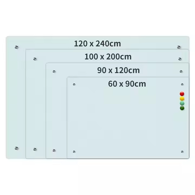 ISO Transparent 4mm Tempered Glass Whiteboard All Sizes White Wooden Plastic Magnetic Glass Board for Classroom Use