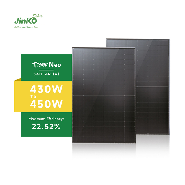 JINKO Tiger Neo N-Type Solar Panel 54HL4R(V) 430W/440W/450W Full Black PV for Home Use PERC and Topcon Technology