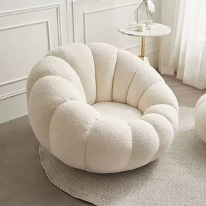 Sillón Nórdico Teddy para Sala de Estar, Tapizado en Lana, con Espuma, Lujoso, Individual, Sillón de Descanso, Sillón Relax - Product Image 1