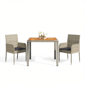 Modular <b>Grey</b> Pe Rattan Garden Dining Set 2 Seater Steel <b>Frame</b> Contemporary Outdoor Furniture - Product Image 1