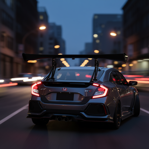 Aileron arrière réglable léger en aluminium noir de 43,3 pouces pour voiture de course JDM Drift, universel à simple niveau - Product Image 2