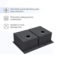 Aqua cubic CUPC 33 pouces Double bol sous-monté calibre 16 évier de cuisine en acier inoxydable 304