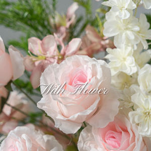 Bola Bunga Pernikahan Berkualitas |   Dekorasi Meja & Perlengkapan Pernikahan Warna Putih Muda Merah Muda, Bunga Mawar Sutra Buatan - Product Image 5