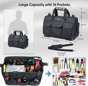 Échantillon gratuit : Sac de rangement pour outils d'électricien robuste à 21 poches, ouverture supérieure manuelle, organisateur d'outils - Product Image 5