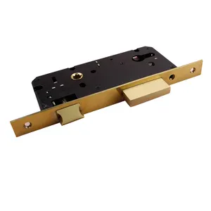 Gold plate brass latch & bolt Cylinder Lock body 201 SS plate two turn lock body
